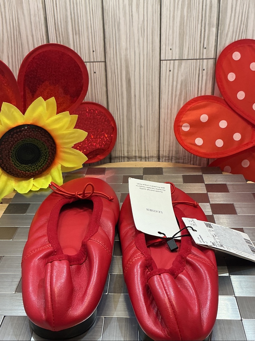 Mango Red Leather Ballet Flats - Picture 4 of 11